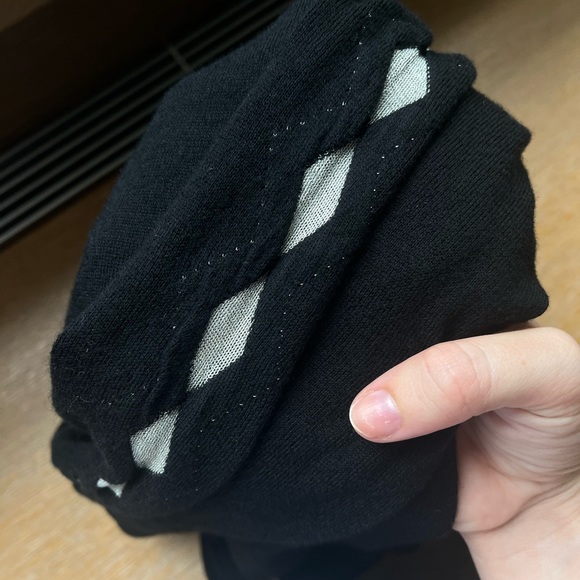 Black Cashmere Cardigan Sweater with Silver Accents - Picture 4 of 4